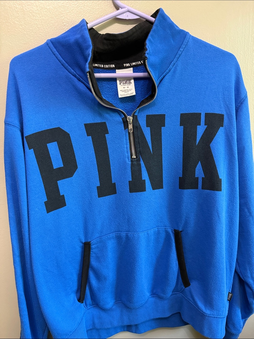 PINK Victoria's Secret Men’s Half-Zip Pullover Sweater in Royal Blue